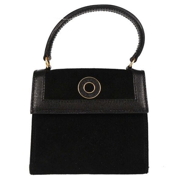 Celine Black Suede Embossed Leather Handbag M14 XX50126 - Picture 1 of 10